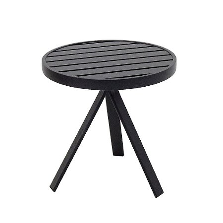 Mesa Lateral Redonda Lótus Com Tampo Ripado