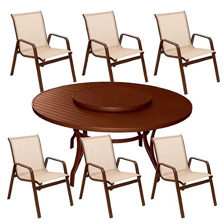 Conjunto Lótus Mesa Centro Giratório Externo