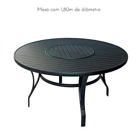 Mesa Ripada 1,80m com Giro Interno em Alumínio