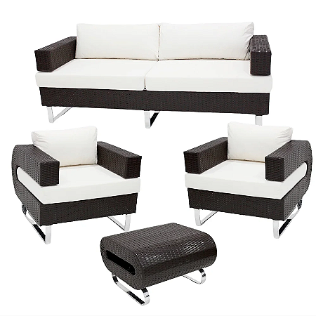 Jogo de Sofá Begônia em Fibra Sintética e Alumínio