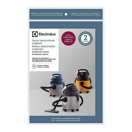 KIT 3 SACOS DESCARTÁVEIS ASPIRADOR DE PÓ ELECTROLUX – A10S, A10T, A10 CLEANCAR, A13E GT2000