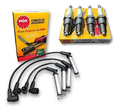 Kit Jogo de Cabos e Vela de Ignição NGK Chevrolet Spin e Cobalt 1.8 Flex 2012 até 2016