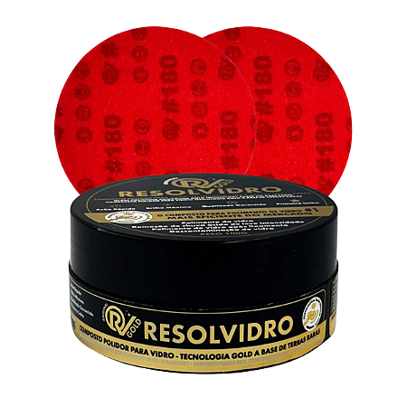 Kit 2 Lixas 5" 180 Resolvidro + Resolvidro Gold 100g em Pó
