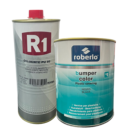 Kit Bumper Color Preto 1L + Diluente PU50 R1 900ml Roberlo