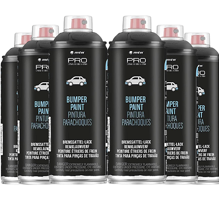 Kit 6x Tintas Spray Bumper Preta Texturizada 400ml PRO MTN