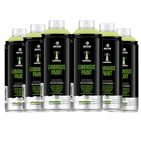 Kit 6x Tinta Spray Fotoluminescente 400ml PRO MTN