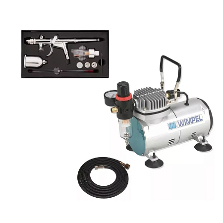 Kit Compressor Bivolt Comp-1 Wimpel + Aerógrafo com Filtro