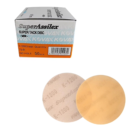 10 Mini Discos Lixa Sem Furos 3" 75mm K-1200 Orange Kovax