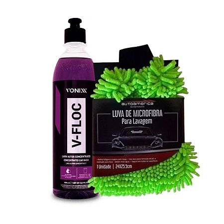 Kit Shampoo Automotivo 500ml V-floc Vonixx + Luva Microfibra