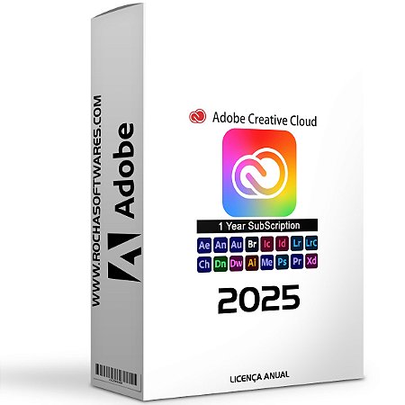 Adobe Creative Cloud 2025 Todos os Apps – Assinatura Anual (1 ano)