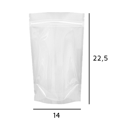 Stand up Pouch Transparente com Zip 14 x 22,5 x 3,5