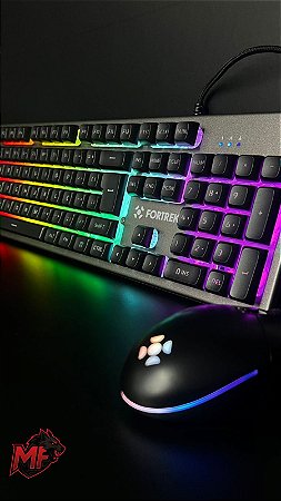 Kit Teclado + Mouse Gamer 6400 DPI Ranger RGB Rainbow Grafite Fortrek