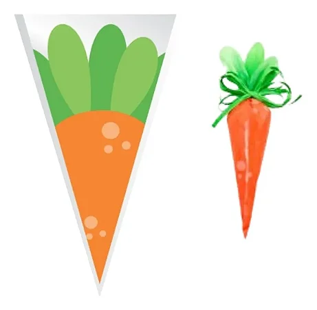 Cone Poli Cenoura Laranja para Mini Ovos 30x15 cm - 50Unidades