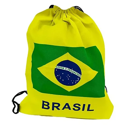 Mochila Amarela Verde Bandeira do Brasil 30x40cm