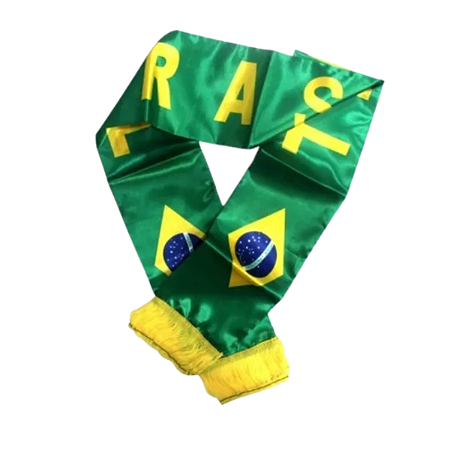 CACHECOL DE CETIM CORES DA BANDEIRA DO BRASIL 15X135CM