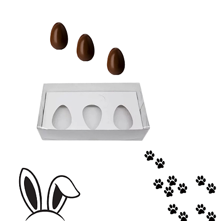 Caixa Mini Ovo de Colher 50g 3 Cavidades Branca Degustação