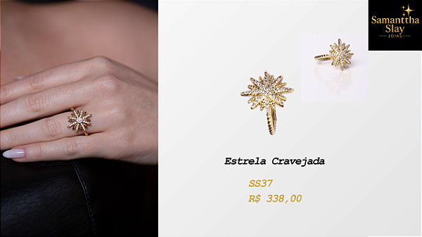 Anel Estrela Cravejado | Joias Banhada