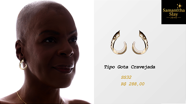 Brinco Gota Cravejado Ouro | Banhado a Ouro