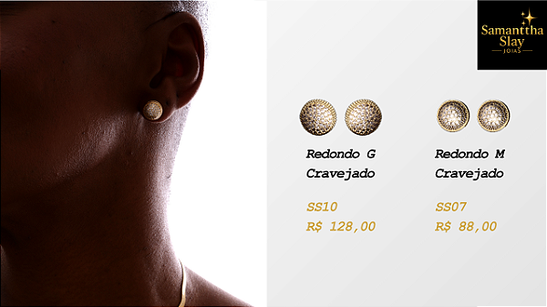 Brinco Redondo G e M Banhado a Ouro com Zircônia