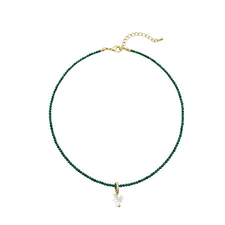 AMEI DE PAIXÃO - Colar Pedra Natural Pingente Espirito Santo Madre Perola Verde