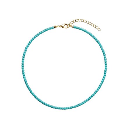 AMEI DE PAIXÃO - Colar Clássico Pedra Natural Turquesa Esverdeada