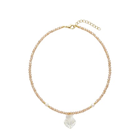 AMEI DE PAIXÃO - Colar Cristal de Perola Cultivada e Pingente de Concha Doce de Leite