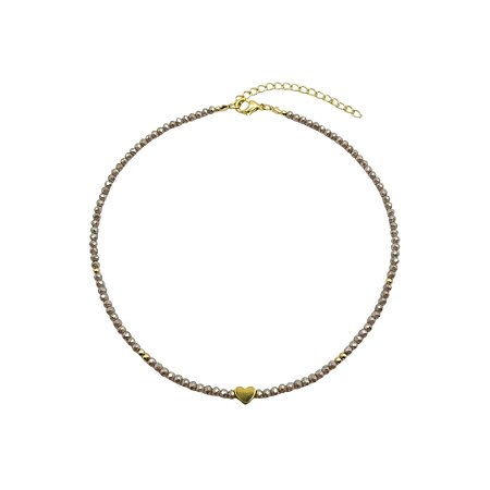 AMEI DE PAIXÃO - Colar Choker Peridoto Metalizado e Perola Cultivada Doce de Leite