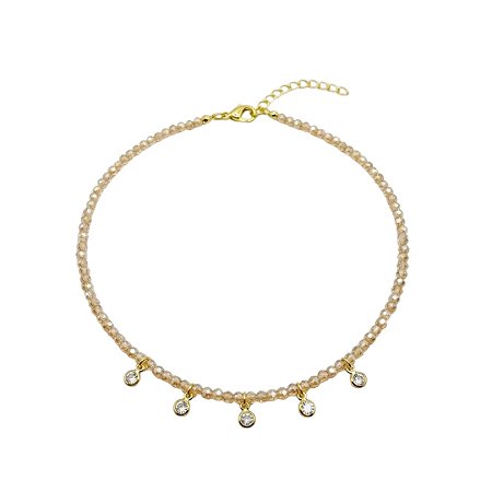 AMEI DE PAIXÃO - Colar Choker Cristal Ponto de Luz Doce de Leite