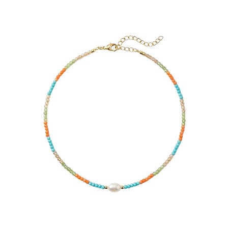 AMEI DE PAIXÃO - Colar Cristal Perola Cultivada Colorida