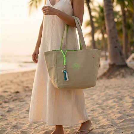 AMEI DE PAIXÃO - Bolsa de Lona Logo Verde