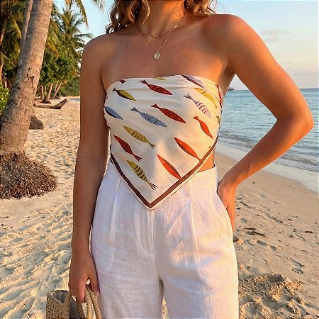 AMEI DE PAIXÃO - Lenço Branco Peixe