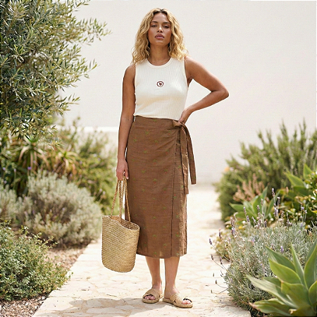 AMEI DE PAIXÃO - Saia Pareô Marrom