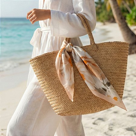 AMEI DE PAIXÃO - Lenço Flores Amarelo e Off-white