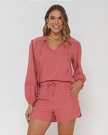 AMEI DE PAIXÃO - Short Rosa Tecido Suave