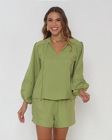AMEI DE PAIXÃO - Bata Verde Oliva