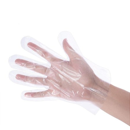 Luva Descartável Plástica Transparente – Pacote C/100und