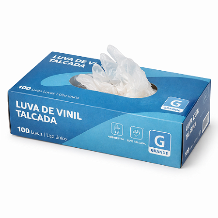 Luva De Vinil Talcada G Caixa C/100 Unidades Descartável