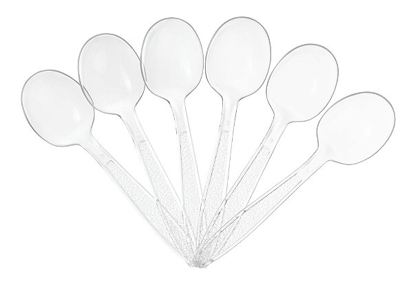 Colher De Sobremesa Cristal Descartável C/50 Para Festa