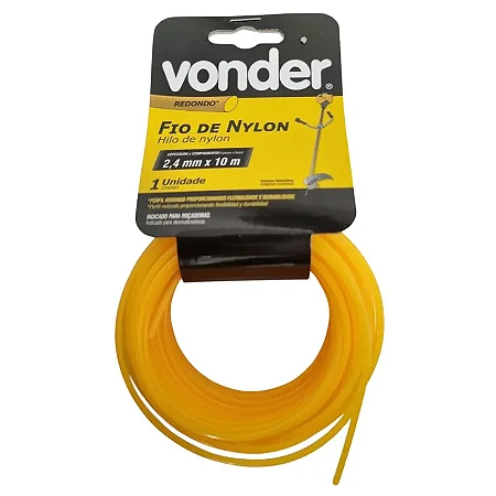 Fio de Nylon Para Cortar Grama 2,4 mm Amarelo Vonder