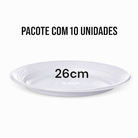 Prato Descartável Branco 26 cm