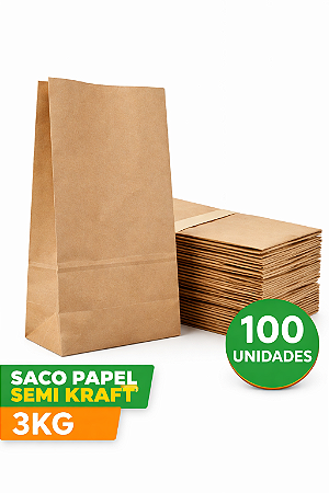 Saco De Papel Semi Kraft 3Kg C/100 Unidades