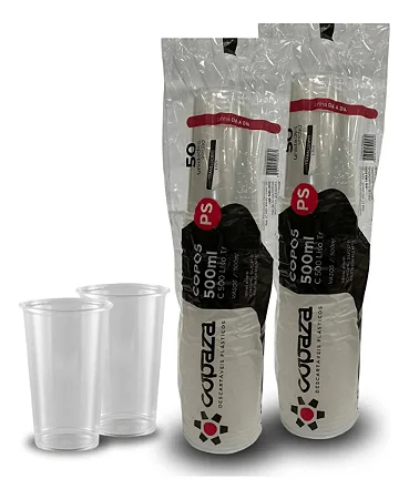 Copo Descartável Transparente De 500ml C/50 Unidades