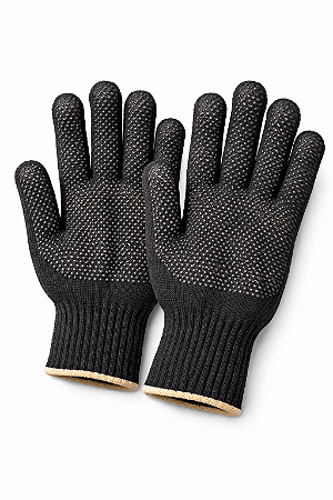 Luva De Algodão 4 fios Preta Pigmentada