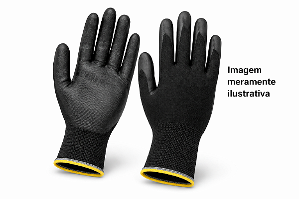Luva Tricotado Pu Preta Nylon Revestida 9 G