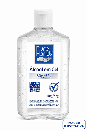 Álcool Gel Pure Hands 60g (52g líquido)