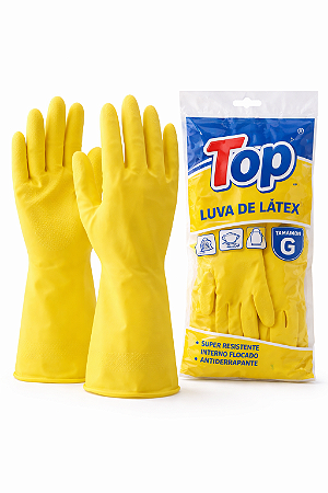 Luva De Látex Top Amarela Tamanho G