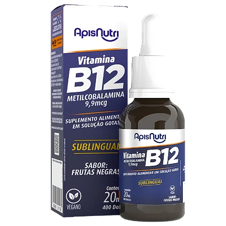 SUPL. DE VITAMINA B12 (METILCOBALAMINA) SABOR FRUTAS NEGRAS GOTAS 20ML APISNUTRI