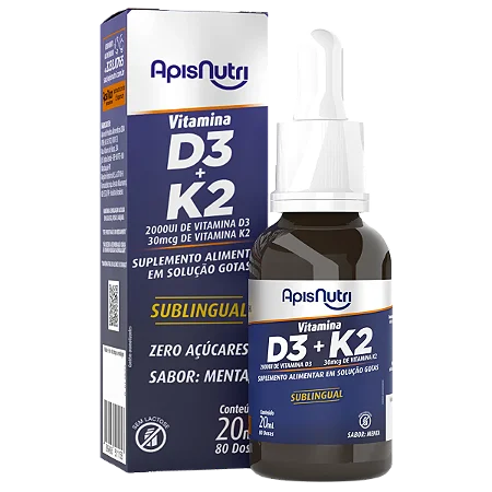 SUPL. DE VITAMINA D3+K2 SABOR MENTA GOTAS 20ML APISNUTRI