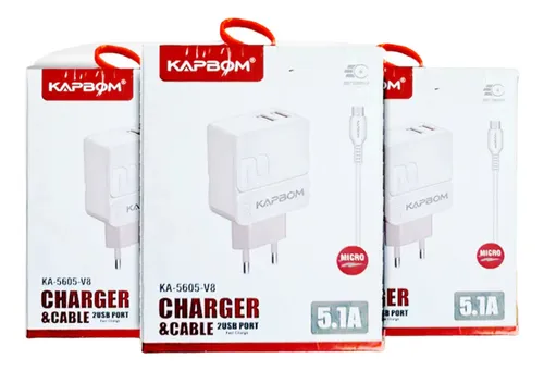 Carregador USB V8 Rápido Kapbom Branco