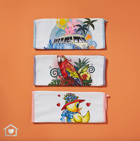Kit com 5 peças - Pano de prato estampado